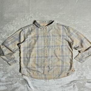 REI Co-Op Plaid Button Up Women's S Long Sleeve Cream Snaps Outdoor Hiking Gorp
